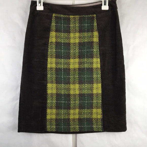Anthropologie Dresses & Skirts - Anthro Maeve corduroy preppy school girl plaid autumn mini skirt size 2